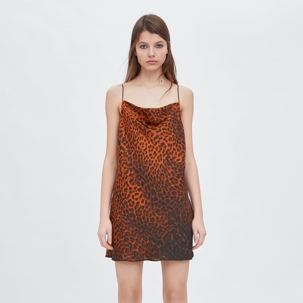 Zara Animal Print Slip Dress